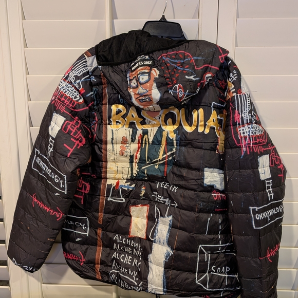 Jean-Michel Basquiat Black Graffiti Puffer Jacket - Picture 2 of 3